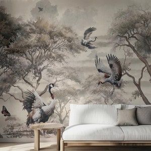 Chinoiserie Grey Cherry Blossom Wallpaper, Paste the Wall