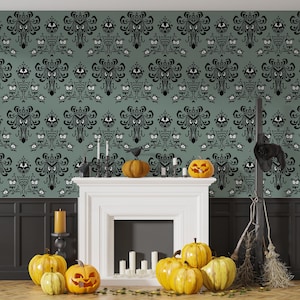 Haunted Mansion Wandbild, Horror-Haus-Tapete, Halloween- und Weihnachtsdekor, traditionelle und abziehende und aufklebende Tapete