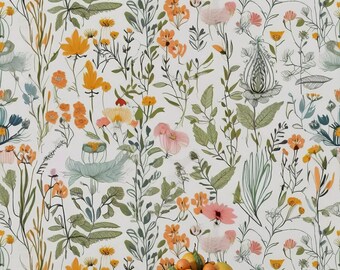 Wildflower Garden Wallpaper Mural: Boho Cottagecore Floral Wall Decor