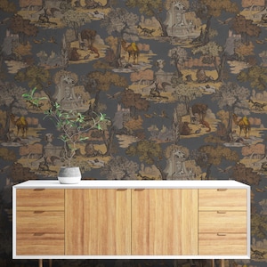 18th century French Versailles Grand Wallpaper, Sculptures Zoos in Large French Landscaped Gardens