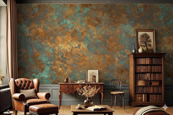 Rusty Copper Grunge Wallpaper: Peel and Stick Wall Decor