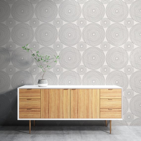 Geometric Circular Wall Decor, Boho Minimalist Circular Pattern Wallpaper, Traditional and Peel and Stick Wallpaper