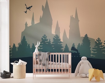 Wizards Castle Wall Mural: Magical Nursery Decor, Peel & Stick Wallpaper