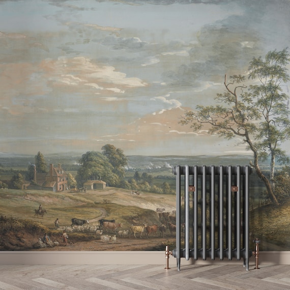 Scenic Landscape Wall Art, Vintage Landscape Wallpaper, Time Travel With Nature, Traditional and Peel and Stick Wallpaper