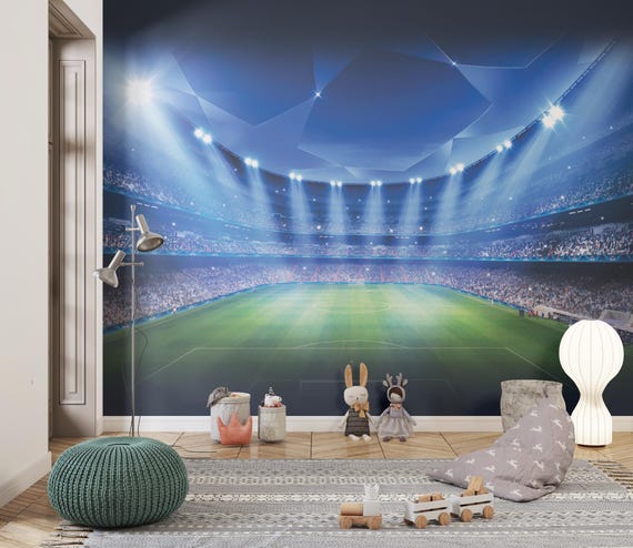 Football Stadium Wallpaper – World Cup Peel and Stick Wall Mural (Boys Room)