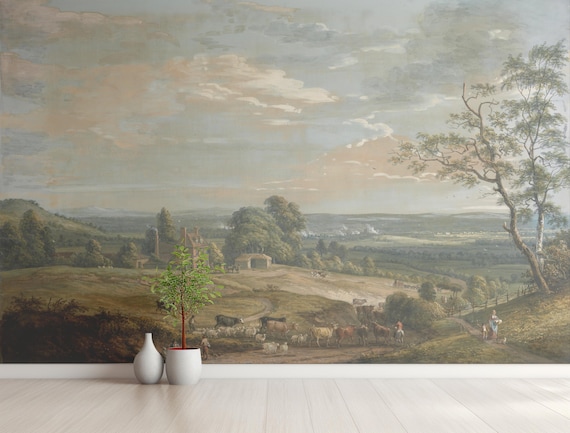 Scenic Landscape Wall Art, Vintage Landscape Wallpaper, Time Travel With Nature, Traditional and Peel and Stick Wallpaper