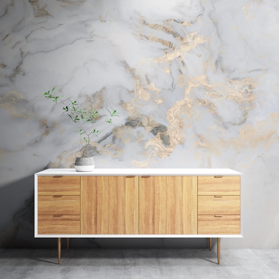 Marble Texture Gold Look Wallpaper, Traditional and Peel and Stick Wallpaper