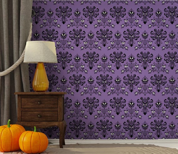 Haunted Mansion Wall Mural, Ghostly Mansion Horror House Wallpaper, Traditional and Peel and Stick Wallpaper