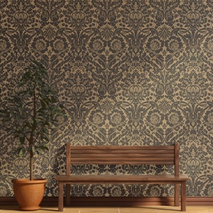 Arredamento per la casa in stile barocco con motivi oro e nero, carta da parati con motivi vintage, carta da parati tradizionale e stacca e attacca