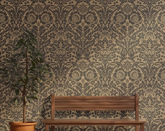 Gold Barock-Muster-Tapete im Vintage-Stil schälen und aufkleben