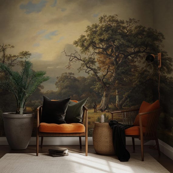 Vintage Landscape Wallpaper - Romantic Countryside Peel and Stcik Wall Mural
