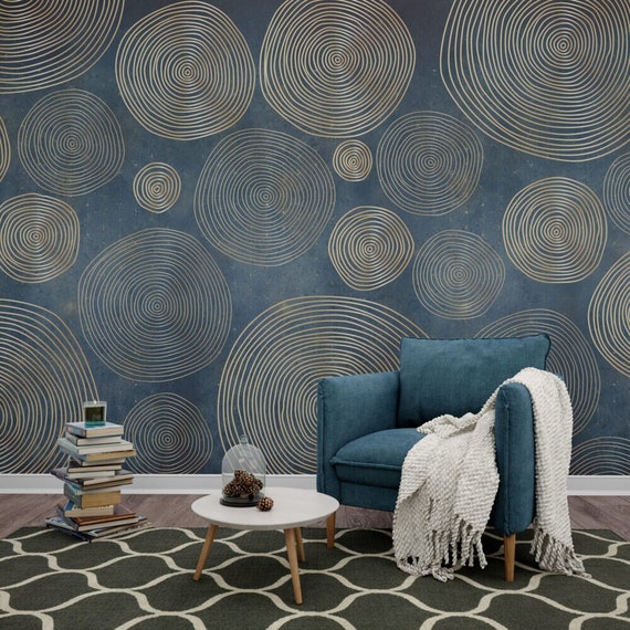 Geometry Pattern Wallpaper, Colorful Circular Wall Decor, Traditional and Peel and Stick Wallpaper