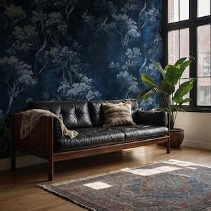 Midnight Blue Forest Wallpaper - Vintage Toile Tree Pattern Peel and Stick Wall Decor

Midnight Blue Wallpaper, Dark Forest Wallpaper, Blue Toile Mural, Botanical Tree Pattern, Woodland Wall Decor, Moody Forest Wallpaper, Navy Botanical Wallpaper, Elegant Dark Wall Mural, Vintage Toile Wallpaper, Enchanted Forest Design, Deep Blue Wall Art, Luxury Wallpaper Mural, Classic Botanical Print