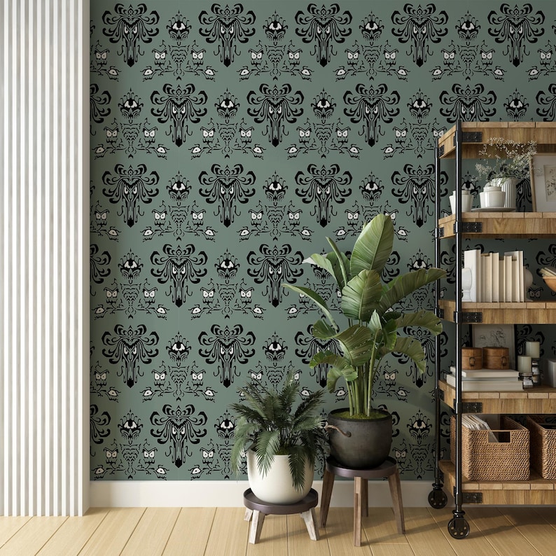Haunted Mansion Wall Mural, Horror House Wallpaper, Traditional and Peel and Stick Wallpaper - L163