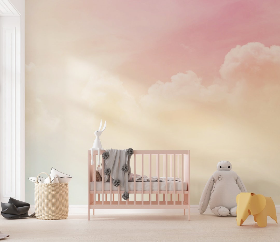 Pastel Cloud Wallpaper Mural: Sky Nursery Decor, Peel and Stick - Etsy