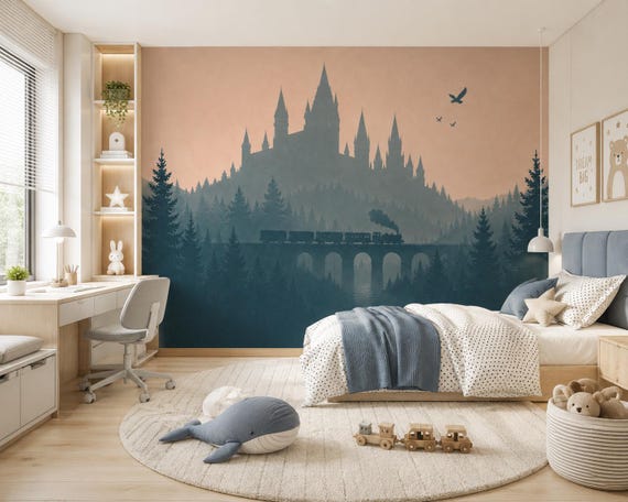 Wizards Castle Wallpaper - Magical Nursery Decor Wall Mural, Peel and Stick