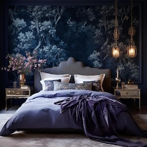 Midnight Blue Forest Wallpaper - Vintage Toile Tree Pattern Peel and Stick Wall Decor

Midnight Blue Wallpaper, Dark Forest Wallpaper, Blue Toile Mural, Botanical Tree Pattern, Woodland Wall Decor, Moody Forest Wallpaper, Navy Botanical Wallpaper, Elegant Dark Wall Mural, Vintage Toile Wallpaper, Enchanted Forest Design, Deep Blue Wall Art, Luxury Wallpaper Mural, Classic Botanical Print