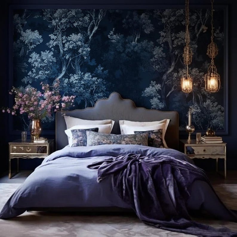 Midnight Blue Forest Wallpaper - Vintage Toile Tree Pattern Peel and Stick Wall Decor

Midnight Blue Wallpaper, Dark Forest Wallpaper, Blue Toile Mural, Botanical Tree Pattern, Woodland Wall Decor, Moody Forest Wallpaper, Navy Botanical Wallpaper, Elegant Dark Wall Mural, Vintage Toile Wallpaper, Enchanted Forest Design, Deep Blue Wall Art, Luxury Wallpaper Mural, Classic Botanical Print