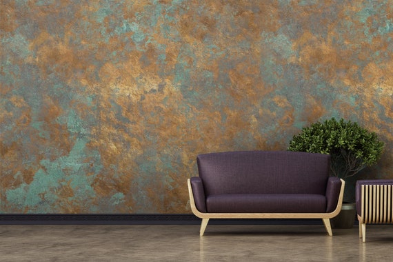 Rusty Bronz Wallpaper, Rusty Pattern Texture, Rusty Metal, Traditional and Peel and Stick Wallpaper