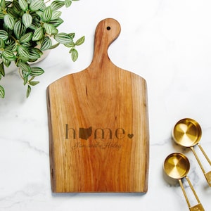 Gepersonaliseerde houten snijplank Home State, Custom serveerplank Home State, Gepersonaliseerde snijplank Housewarming, Housewarming