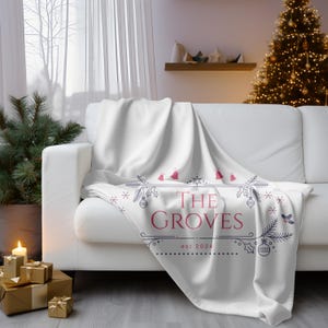 Personalized Christmas Blanket Fleece Throw Customizable Holiday Gift Housewarming Holiday Office Party Gift New Home Gift for Him or Her