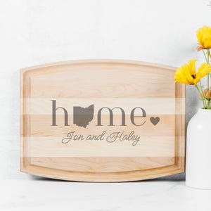 Gepersonaliseerde houten snijplank Home State, Custom serveerplank Home State, Gepersonaliseerde snijplank Housewarming, Housewarming