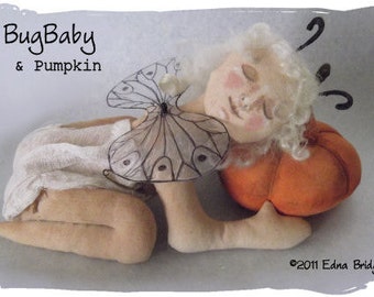 Primitive Folk Art Doll BugBaby and Pumpkin PDF Instant Download Epattern