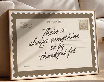 Vintage Thanksgiving Postcard Printable Wall Art | Grateful Quote | Autumn Decor