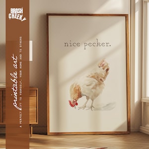 Nice Pecker AFDRUKBARE, humoristische afdrukbare voor de badkamer, kip badkamer wanddecoratie, wanddecoratie voor kleedkamer, afdrukbare kaart