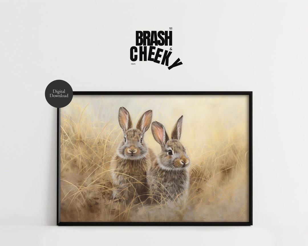 Painted Bunnies PRINTABLE, Digital Download Farm Print, Two Rabbits ...