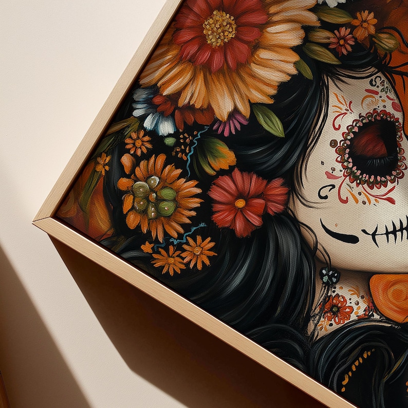 Día de los Muertos Girl and Dog Print: Sugar Skull Ofrenda Art (Digital Download) image 4