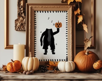 Silly Pumpkin Head Printable Wall Art: Quirky Halloween Decor (digital download)