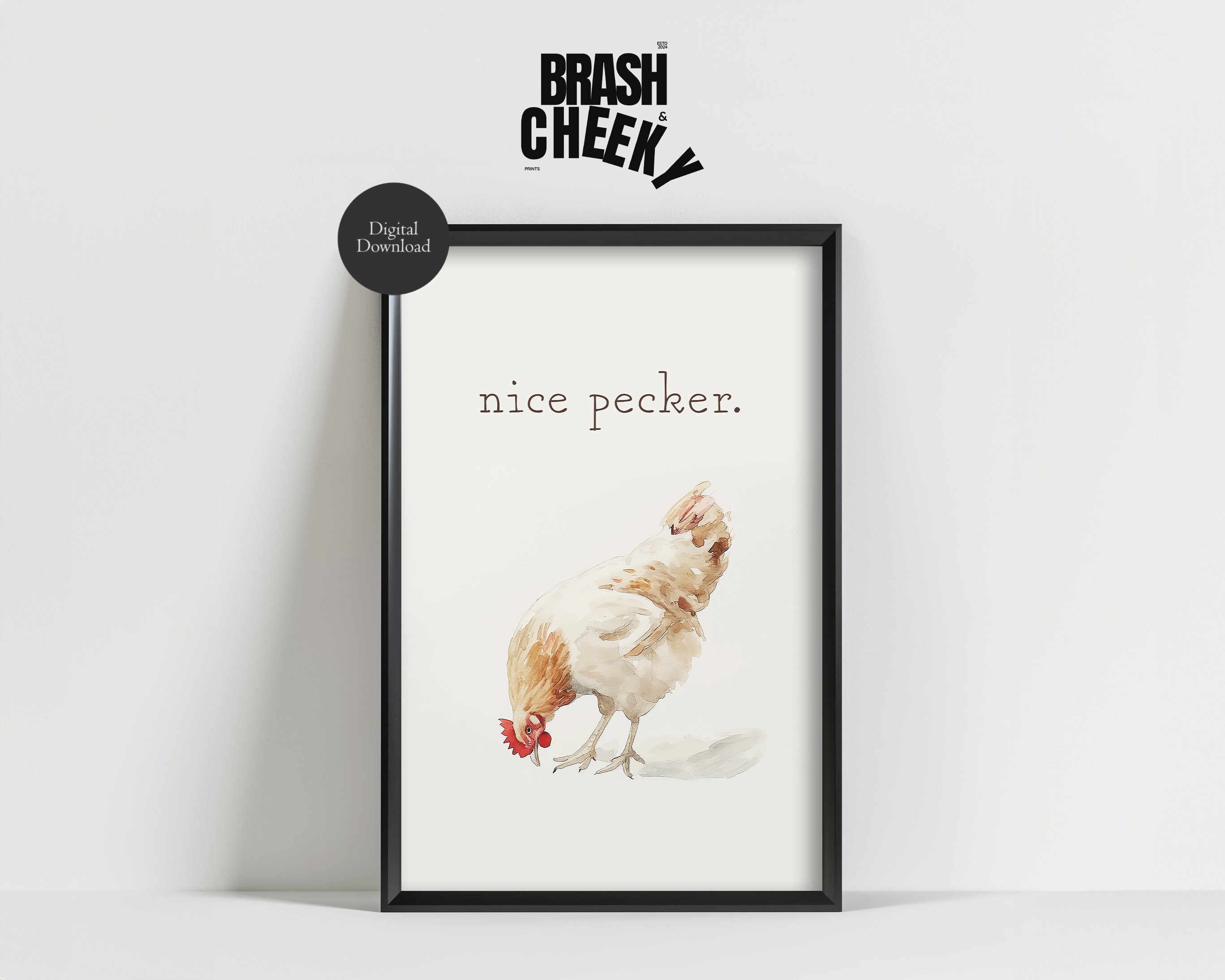 Nice Pecker PRINTABLE, Humorous Printable for the Bathroom, Chicken ...