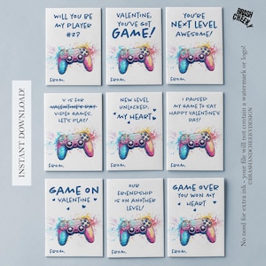 Video Game Controller Druckbare Valentinstagskarten, Schule DIY Valentinstagskarten, Kinder druckbare Valentinstag, einzigartige Valentinstagskartenbögen