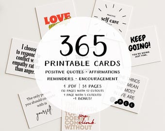 365 druckbare positive Affirmationskarten: Tägliche Selbstliebe (PDF-Download)