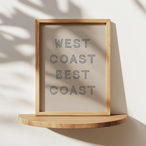 West Coast Best Coast STAMPABILE, cartello aziendale West Coast scaricabile, cartello stampabile West Coast, decorazioni da spiaggia West Coast