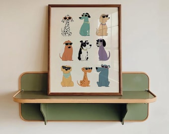 Colorful Dog Collage Print, Quirky Hand-Drawn Wall Art (Digital Download)