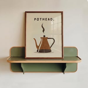 Lámina decorativa con diseño de Pothead Coffee, divertida imagen para la pared de una cafetería o cocina (descarga digital).