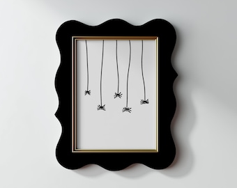 Hand Drawn Hanging Spiders Printable Wall Art: Quirky Halloween Decor (digital download)