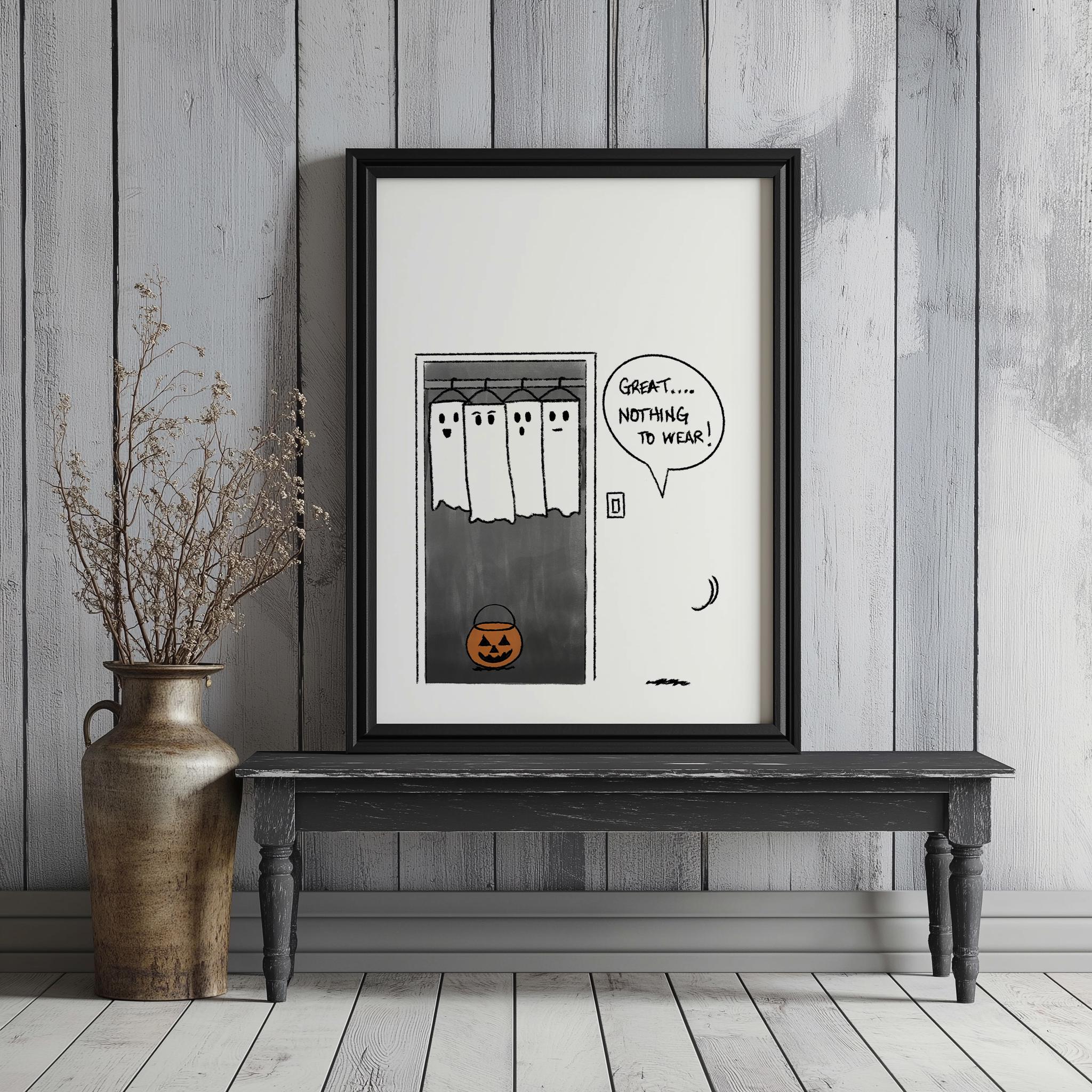Silly Naked Ghost PRINTABLE, Funny Halloween Digital Print, Ghost ...