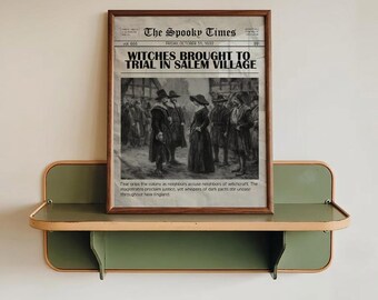 Salem Witch Trial Halloween Newspaper Printable Wall Art, Spooky Fall Decor (Digital Download)