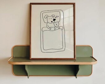 Sleeping Dog Nursery Art, Puppy Bed Illustration Print (Digital Download)