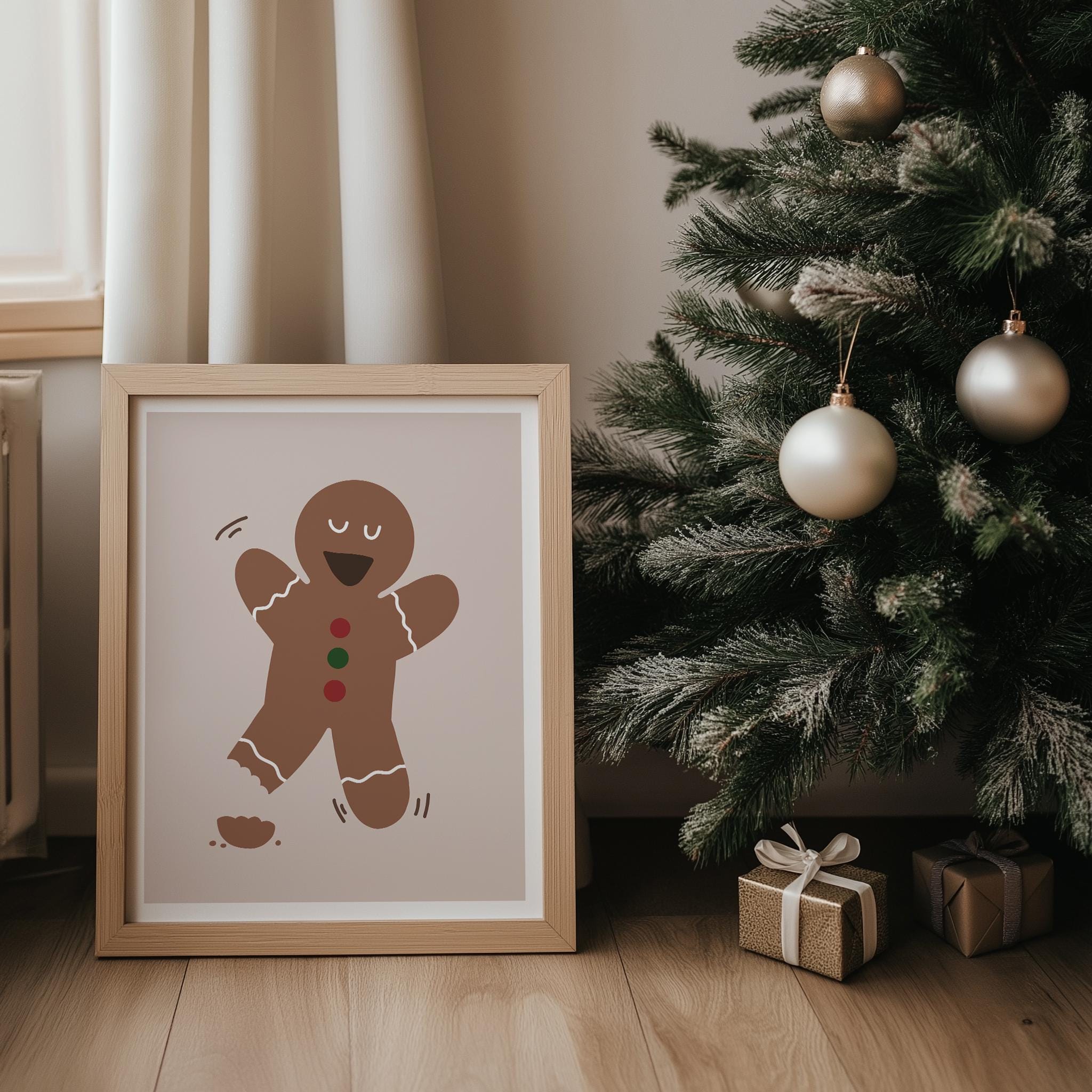 Dancing Gingerbread Man Printable Wall Art: Quirky Holiday Decor ...