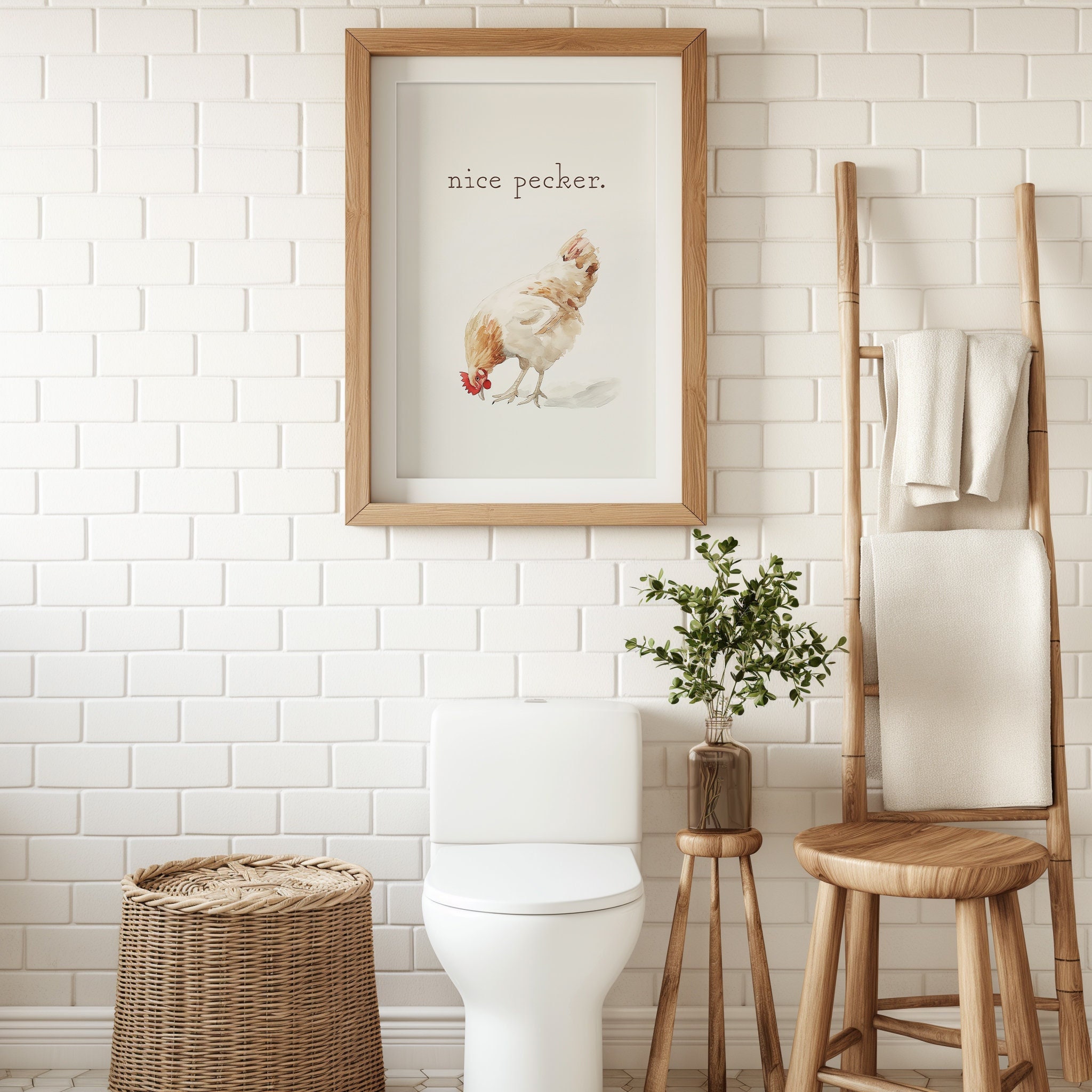 Nice Pecker PRINTABLE, Humorous Printable for the Bathroom, Chicken ...