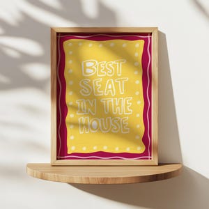 Best Seat In The House PRINTABLE, Funny Bathroom Digital Print, Hand Drawn Colorful Bathroom Wall Art, Bathroom Decor, Retro Prints