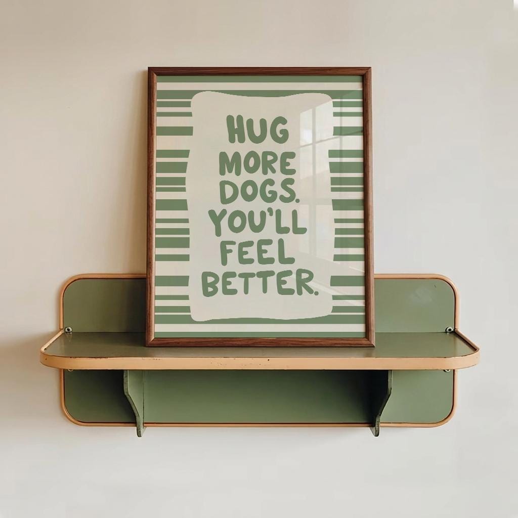 Hug More Dogs Printable Wall Art: Minimalist Pet Lover Gift (digital ...