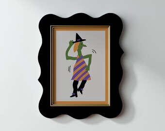 Dancing Witch Printable Wall Art: Quirky Halloween Decor (digital download)