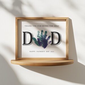 The Best Dad Hand Art PRINTABLE, Father&#39;s Day Art Digital Print, DIY Painted Hand Picture, Gifts for Dad, Father&#39;s Day Printable Decor