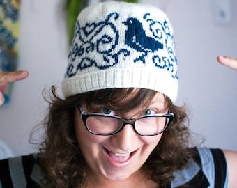 Put a Bird On My Cuppa, a teacup-inspired hat knitting pattern