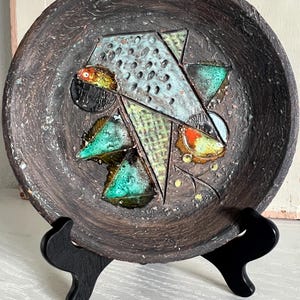 Art Pottery Sgrafitto Wall Plaque by Tilgmans, Sweden, 1950s